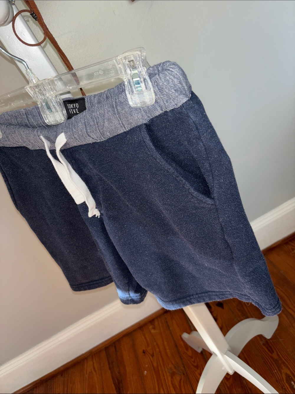 Tokyo Five Med Men's Navy Terry Athletic Shorts with Gray Waistband